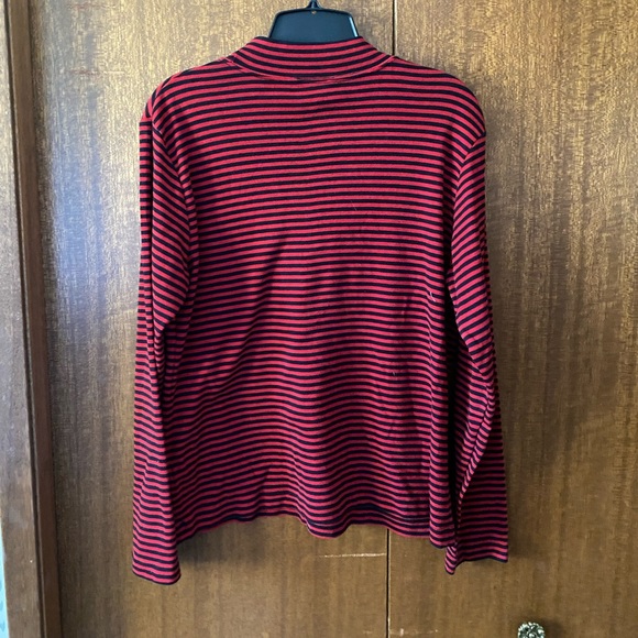 Vintage Tabi Red and Black Striped Mock Neck - Picture 3 of 4